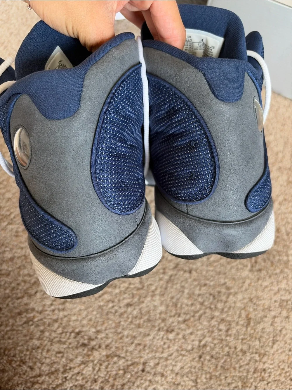 Jordan 13 Retro Flint 2020 Navy Blue and Gray High-Top Athletic Sneakers